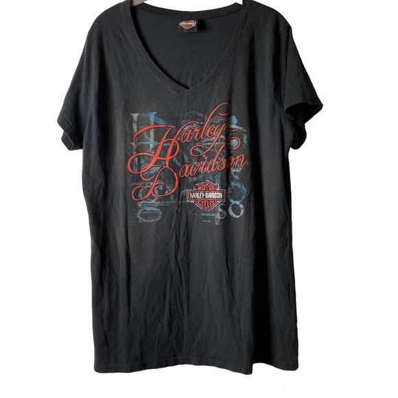 Harley-Davidson Tops - Harley Davidson Women’s V-Neck Short Sleeve Black Tee XL High Plains Clovis NM